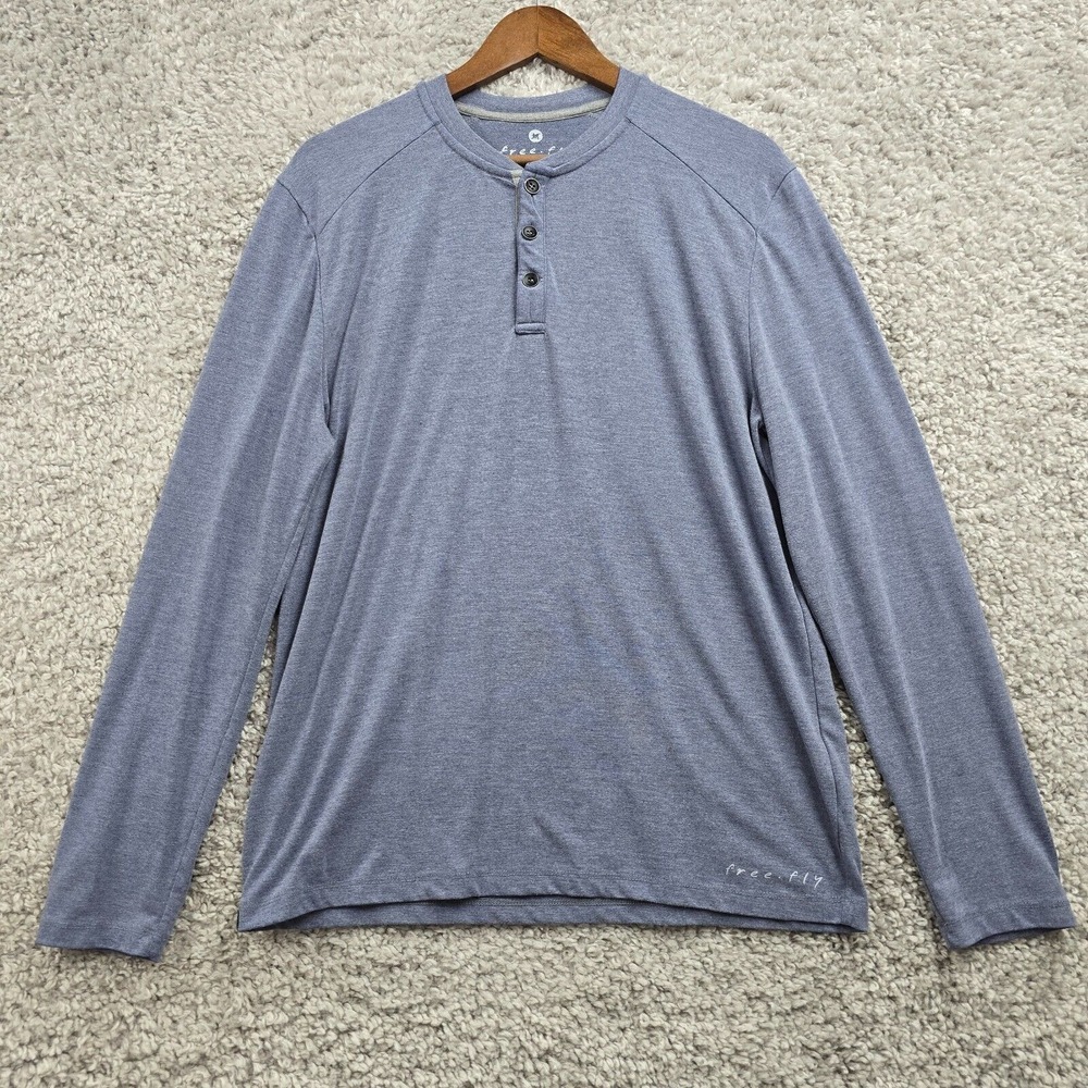 Free Fly Mens Bamboo Henley Long Sleeve Pullover Shirt Size‎ Performance Outdoor
